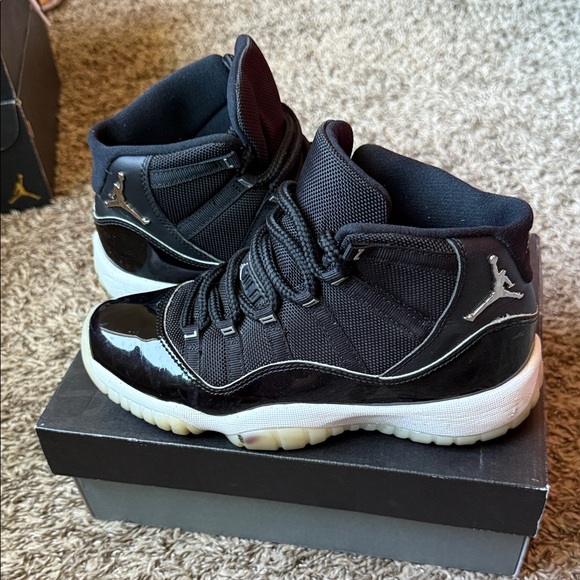 Jordan Black and White Patent Leather High-Top Sneakers